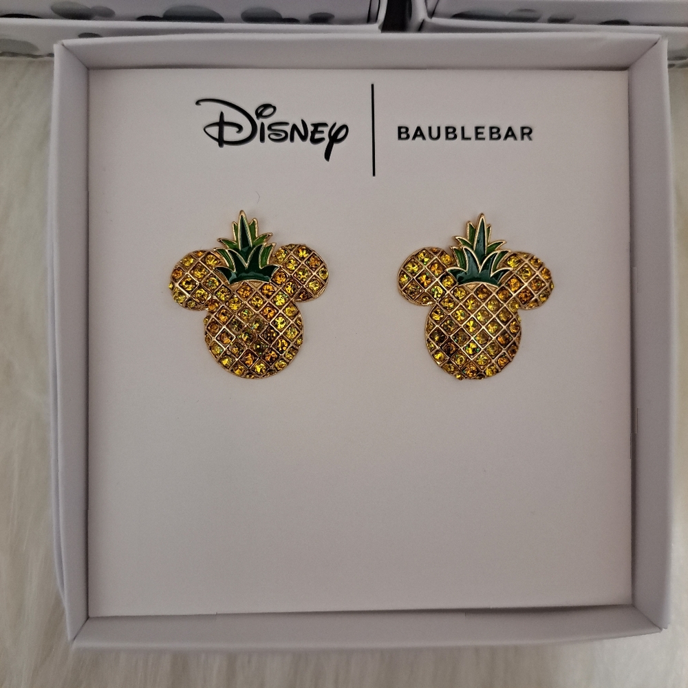 Disney x BaubleBar Mickey Mouse Shape Pineapple Watermelon Stud Earrings Set - Picture 4 of 6